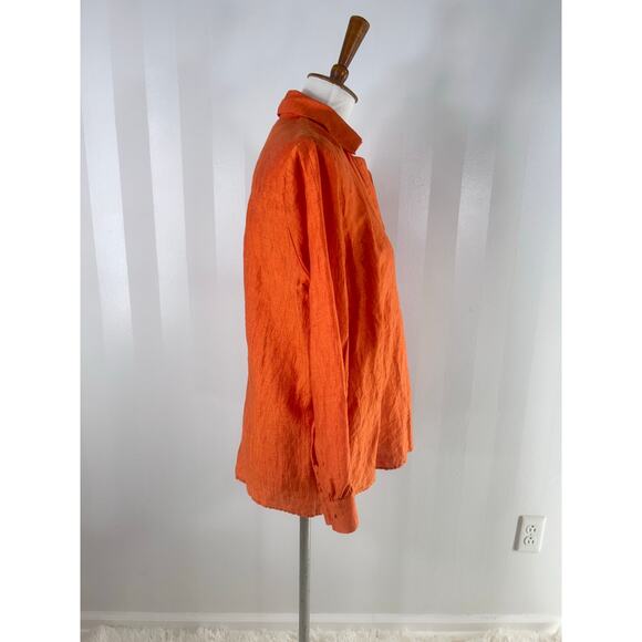 MIRTO 1956 Linen Blend Orange Blouse - Picture 2 of 11